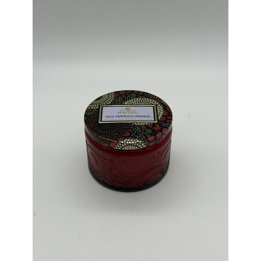 Voluspa Goji Tarocco Orange Candle 3.2oz Japonica Red Glass Jar NEW